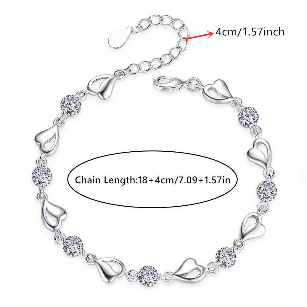 Stylish Sterling Silver Chain featuring Cubic Zirconia Hearts, suitable for any occasion - great for Christmas, weddings, parties, and gift-giving. Perfect addition to any woman's jewelry collection.