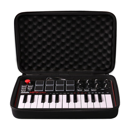 Travel carry case for Akai Professional MPK Mini MK3/MKII/Play controller, hardshell EVA protective bag for 25-key USB MIDI controllers.