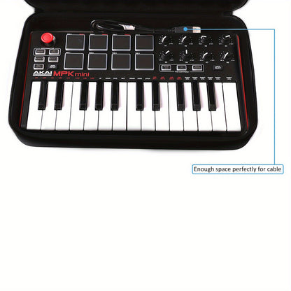 Travel carry case for Akai Professional MPK Mini MK3/MKII/Play controller, hardshell EVA protective bag for 25-key USB MIDI controllers.