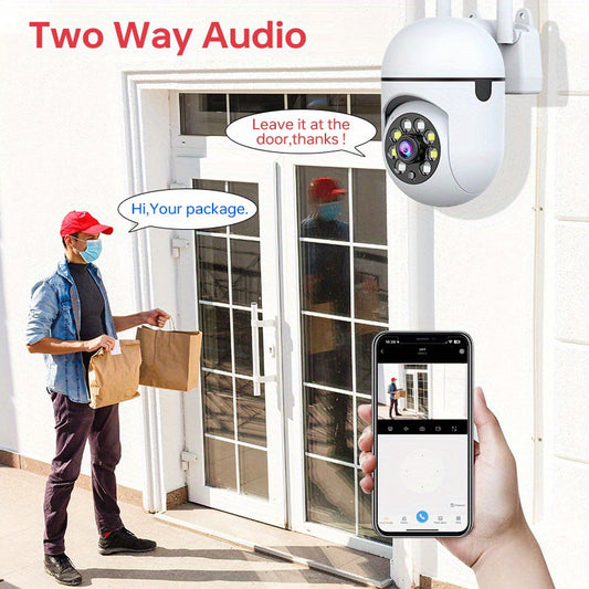 Zhxinsd 1080P Outdoor Security Camera with PTZ, 2.4G Wireless, 355° Coverage, Color Night Vision, Motion Detection, Two-Way Audio, USB-Powered, Batteries Not Included