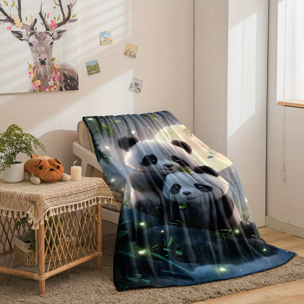 Ultra-Soft Flannel Throw Blanket with Panda Print - Cozy, Warm, and Versatile for Couch, Bed, Office, or Outdoors - Easy to Care For and Durable