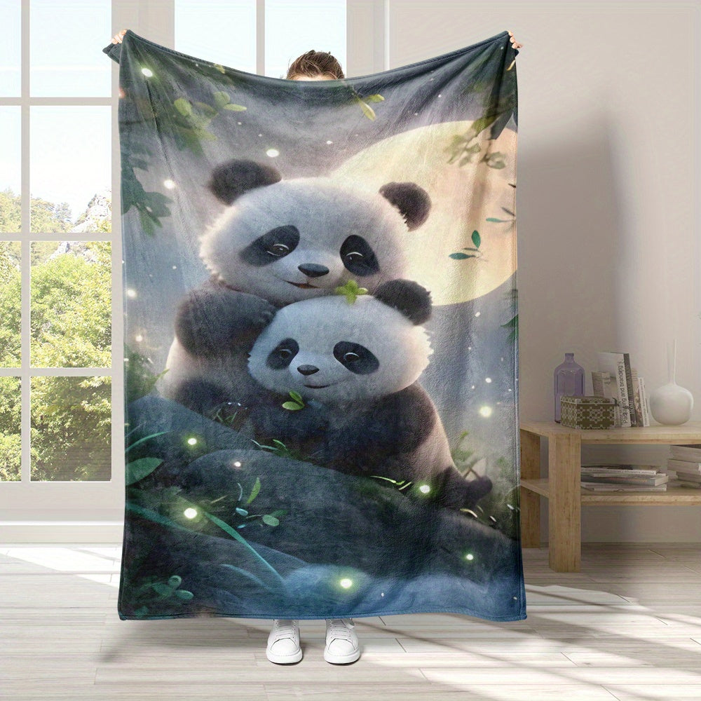 Ultra-Soft Flannel Throw Blanket with Panda Print - Cozy, Warm, and Versatile for Couch, Bed, Office, or Outdoors - Easy to Care For and Durable