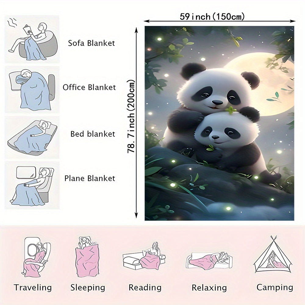 Ultra-Soft Flannel Throw Blanket with Panda Print - Cozy, Warm, and Versatile for Couch, Bed, Office, or Outdoors - Easy to Care For and Durable