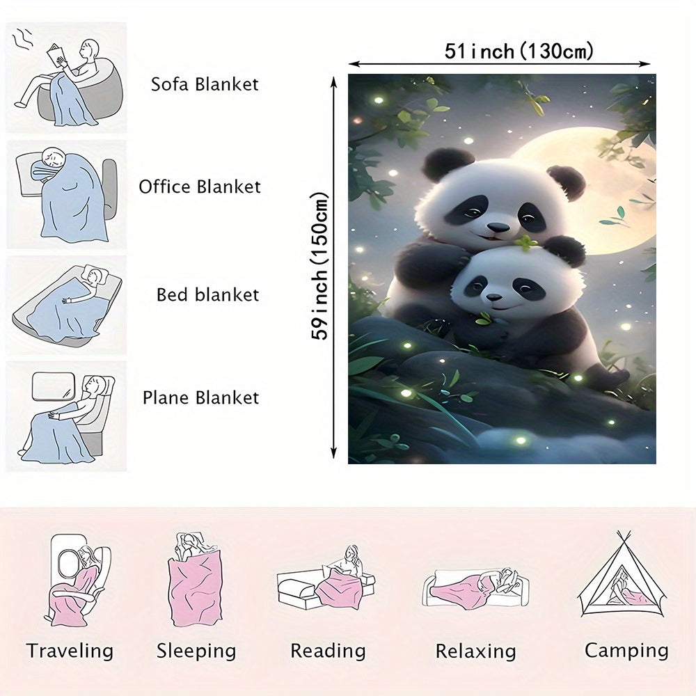 Ultra-Soft Flannel Throw Blanket with Panda Print - Cozy, Warm, and Versatile for Couch, Bed, Office, or Outdoors - Easy to Care For and Durable