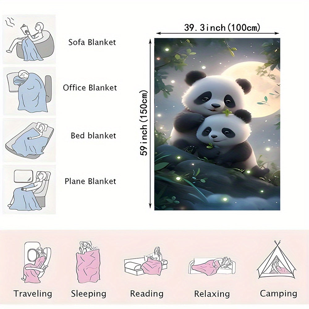 Ultra-Soft Flannel Throw Blanket with Panda Print - Cozy, Warm, and Versatile for Couch, Bed, Office, or Outdoors - Easy to Care For and Durable