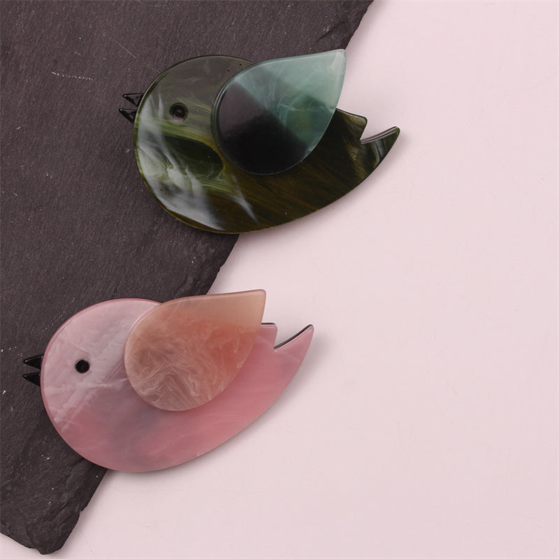 Charming Acrylic Bird Brooches - Quirky Animal Shaped Pins for Dresses, Unique Irregular Shape Simulated Accessories in Minimalist Style