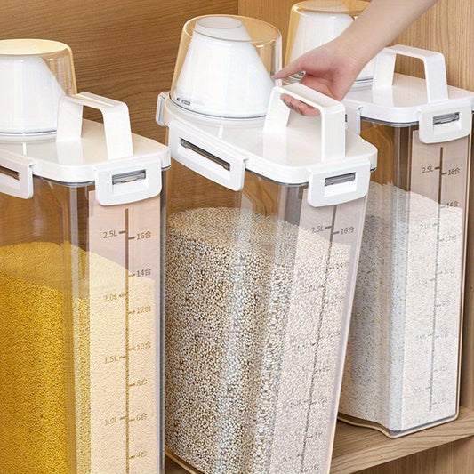 Airtight storage containers in 1.75L, 2.5L, and 3L sizes, perfect for storing grains, nuts, flour, and rice. Insect-proof, moisture-proof, leak-proof, and suitable for home and outdoor use.