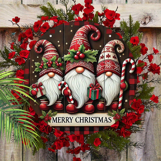 Retro Santa Claus wreath for Christmas decoration.