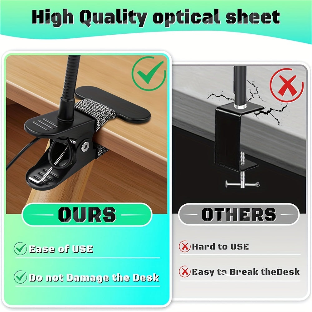 HOTU LED Desk Lamp with Magnifying Glass, 10X Brightness, USB Powered, Flexible Gooseneck Clamp Light for Reading, Work, and DIY - Eye Protection Design, No Battery Needed