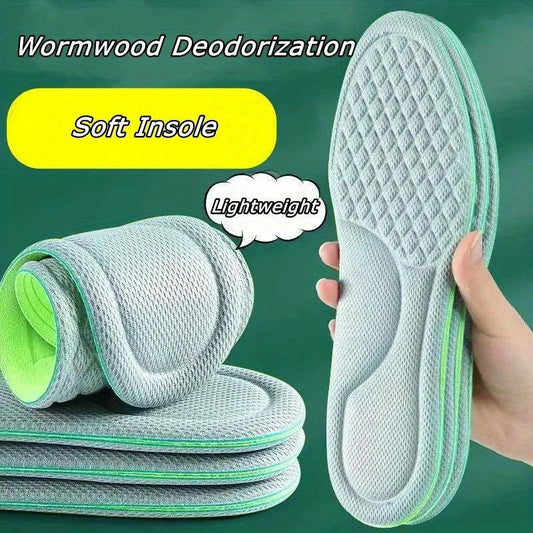 5 pairs of breathable sports insoles for men and women that are sweat-absorbing and provide soft full foot cushions for summer.