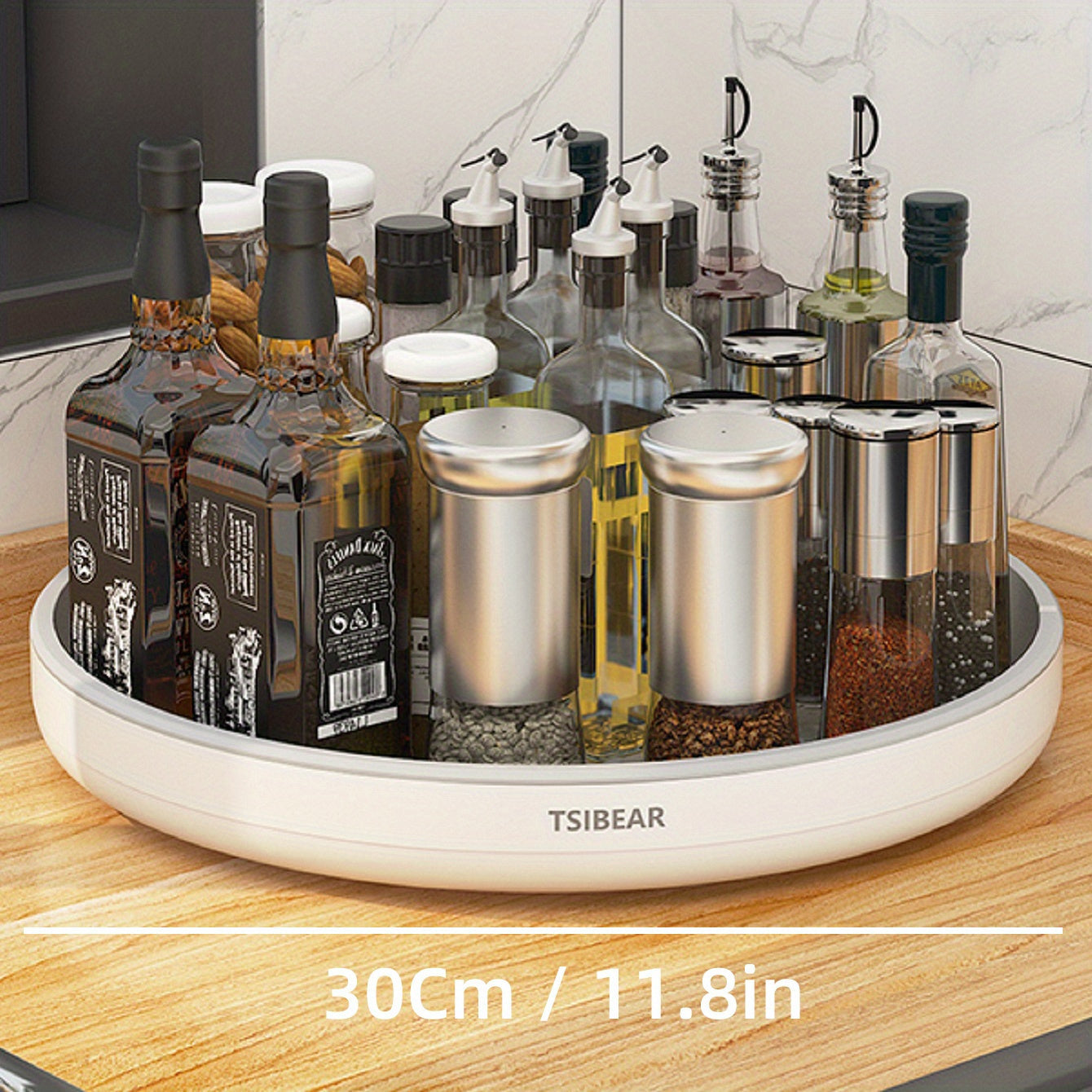 Kitchen Organizer Lazy Susan Turntable - Convenient Countertop Storage for Condiments, Bottles, and Fruits - Rotates 360 Degrees - Made of Durable Plastic - No Assembly Needed - Essential Home Kitchen Accessory