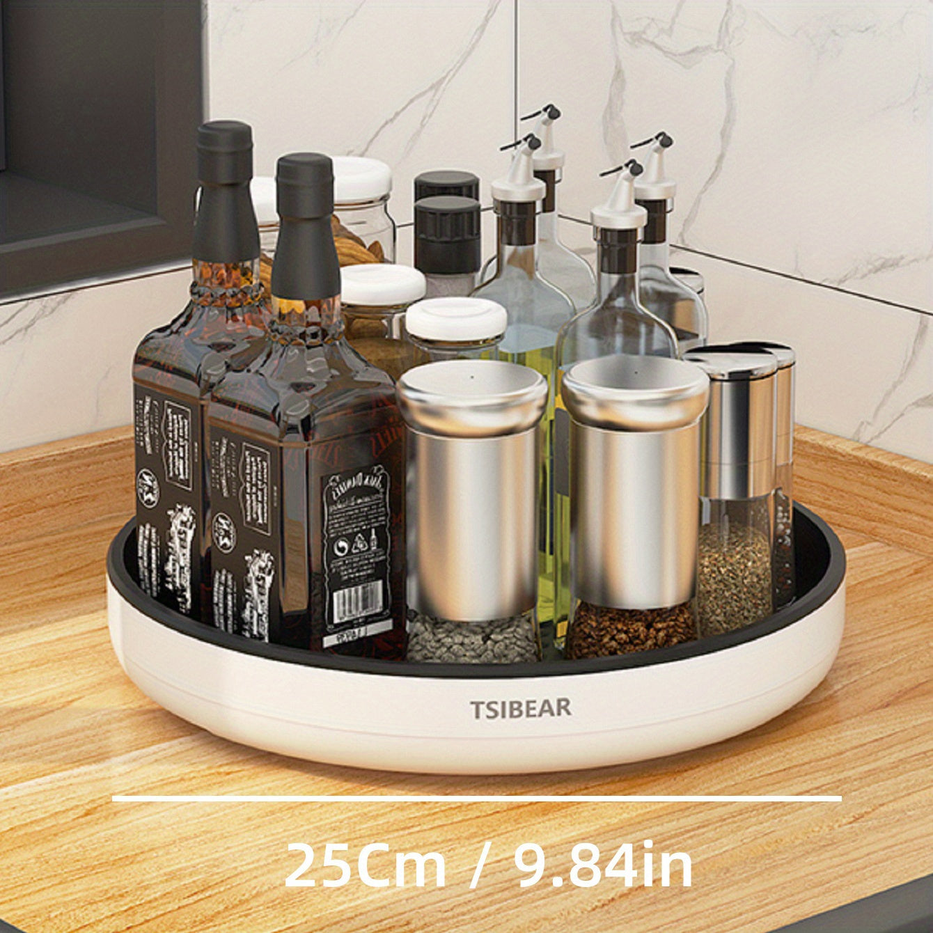 Kitchen Organizer Lazy Susan Turntable - Convenient Countertop Storage for Condiments, Bottles, and Fruits - Rotates 360 Degrees - Made of Durable Plastic - No Assembly Needed - Essential Home Kitchen Accessory