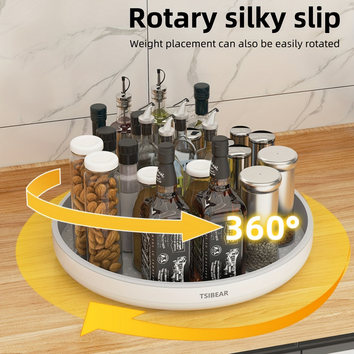 Kitchen Organizer Lazy Susan Turntable - Convenient Countertop Storage for Condiments, Bottles, and Fruits - Rotates 360 Degrees - Made of Durable Plastic - No Assembly Needed - Essential Home Kitchen Accessory