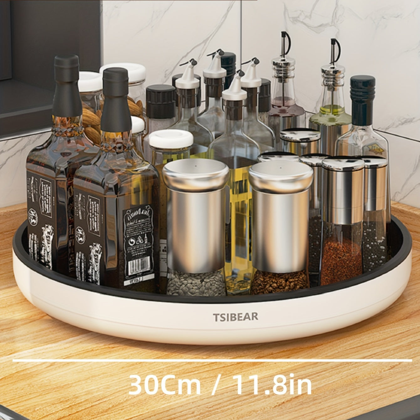 Kitchen Organizer Lazy Susan Turntable - Convenient Countertop Storage for Condiments, Bottles, and Fruits - Rotates 360 Degrees - Made of Durable Plastic - No Assembly Needed - Essential Home Kitchen Accessory