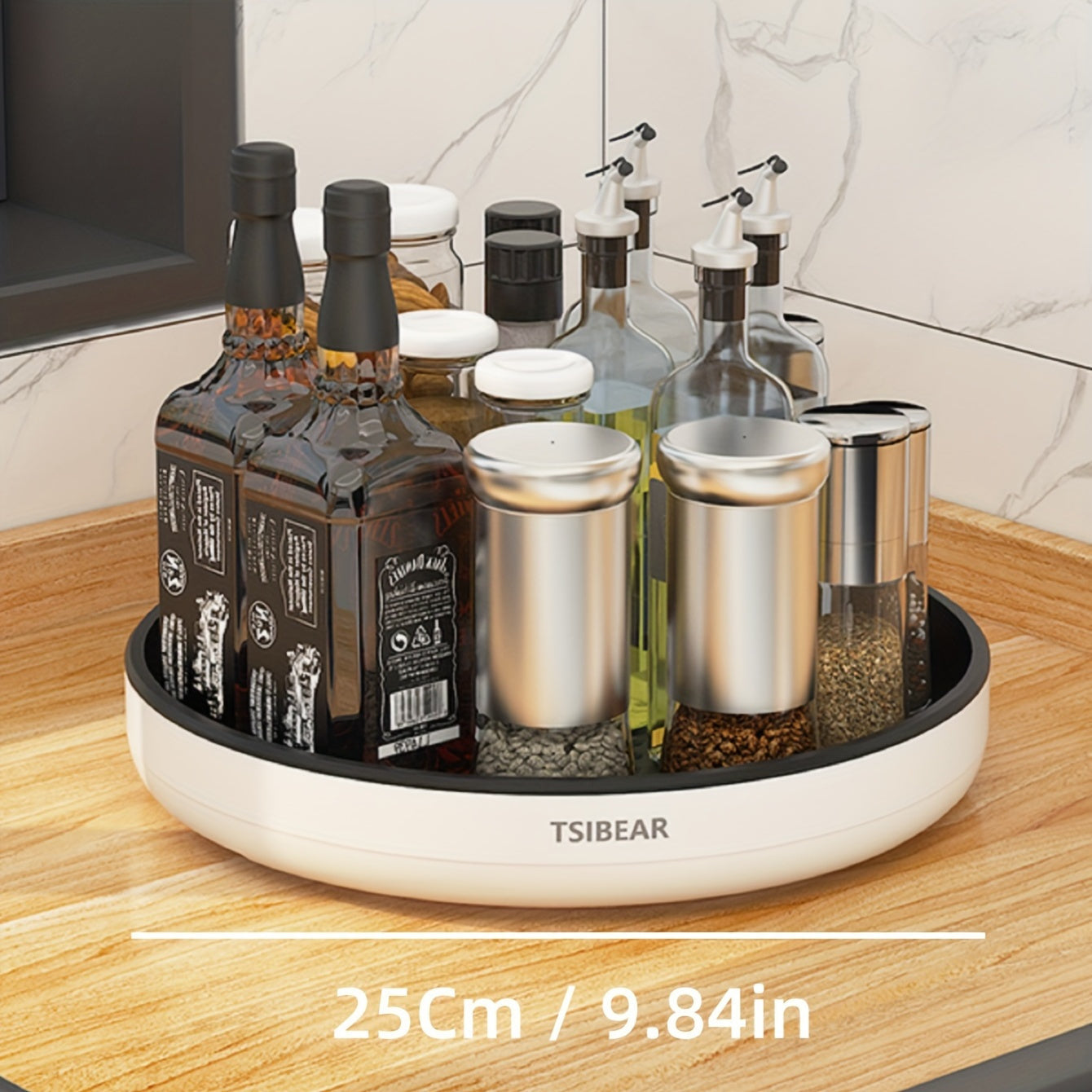 Kitchen Organizer Lazy Susan Turntable - Convenient Countertop Storage for Condiments, Bottles, and Fruits - Rotates 360 Degrees - Made of Durable Plastic - No Assembly Needed - Essential Home Kitchen Accessory