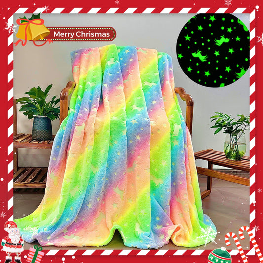 Soft and Cozy Glow-in-the-Dark Unicorn Blanket - All-Season Flannel Throw with Magical Glow Effect, Ideal Gift Option