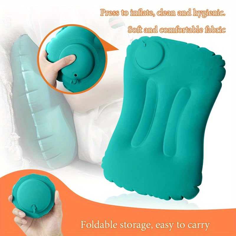 Inflatable Travel Pillow: A Versatile Solution for Comfortable Sleep on the Go - Lightweight, Compact, Easy to Inflate for Camping and Driving - Soft Cover, Easy to Clean