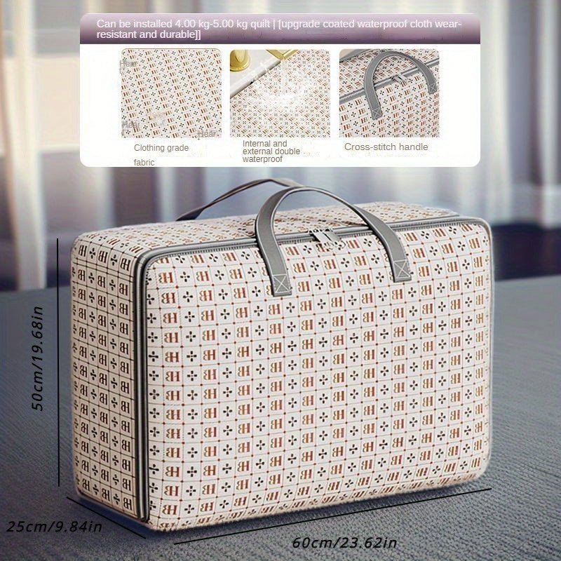 Elegant Rectangle Storage Bag with Owl Wing Closure - Waterproof, Mildew-Resistant, Ideal for Clothing, Moving, Packing, Sundries, Seasonal Quilt. Perfect for Home Kitchen Organization and Under-Bed Storage.