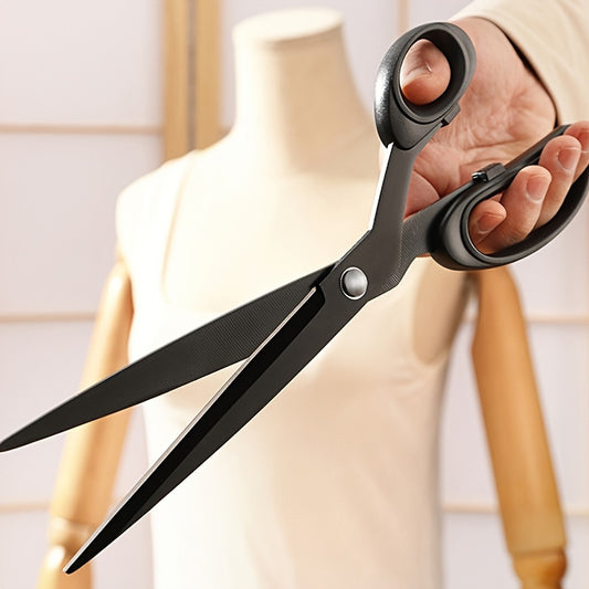 8-Inch Tailor's Scissors - Stainless Steel, Sharp & Durable for Sewing and Crafting, Ergonomic Black Handle, Ideal for Home & Office Use.