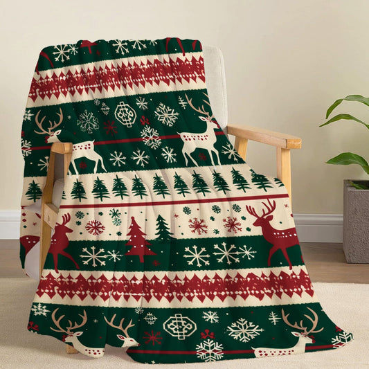 Cheerful Partner, Festive Christmas Flannel Throw Blanket - Cozy, lightweight, and warm year-round - Ideal for bed, couch, work, outdoor adventures, and trips