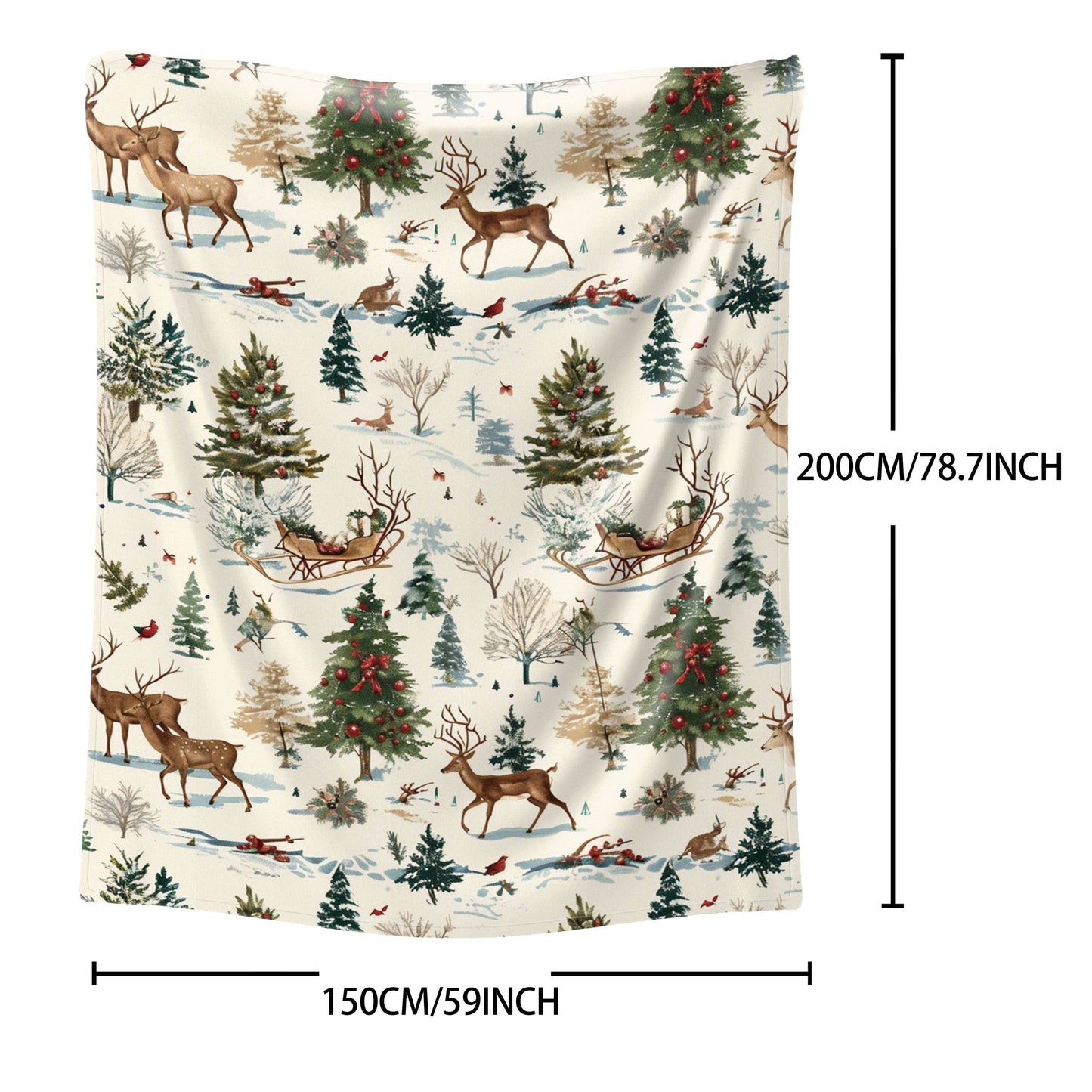 Soft and lightweight flannel throw blanket with a cozy Christmas theme, ideal for all seasons. Perfect for bed, sofa, office, camping, and travel to keep you warm.