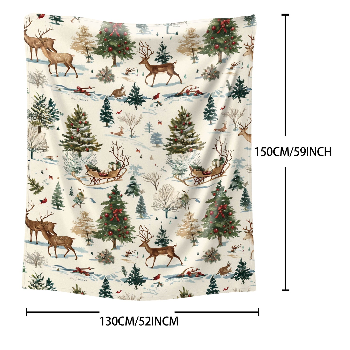 Soft and lightweight flannel throw blanket with a cozy Christmas theme, ideal for all seasons. Perfect for bed, sofa, office, camping, and travel to keep you warm.