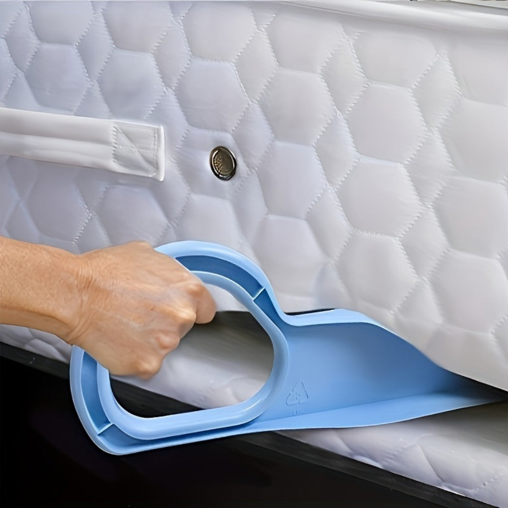 Easily Insert 2 Ergonomic Bed Sheet and Bed Skirt Tuckers in All Corners. These mattress lifters make bed making, tidying, and changing sheets a breeze. Say goodbye to slipping and wrinkling with our non-slip bed lifter and sheet changing fixture.