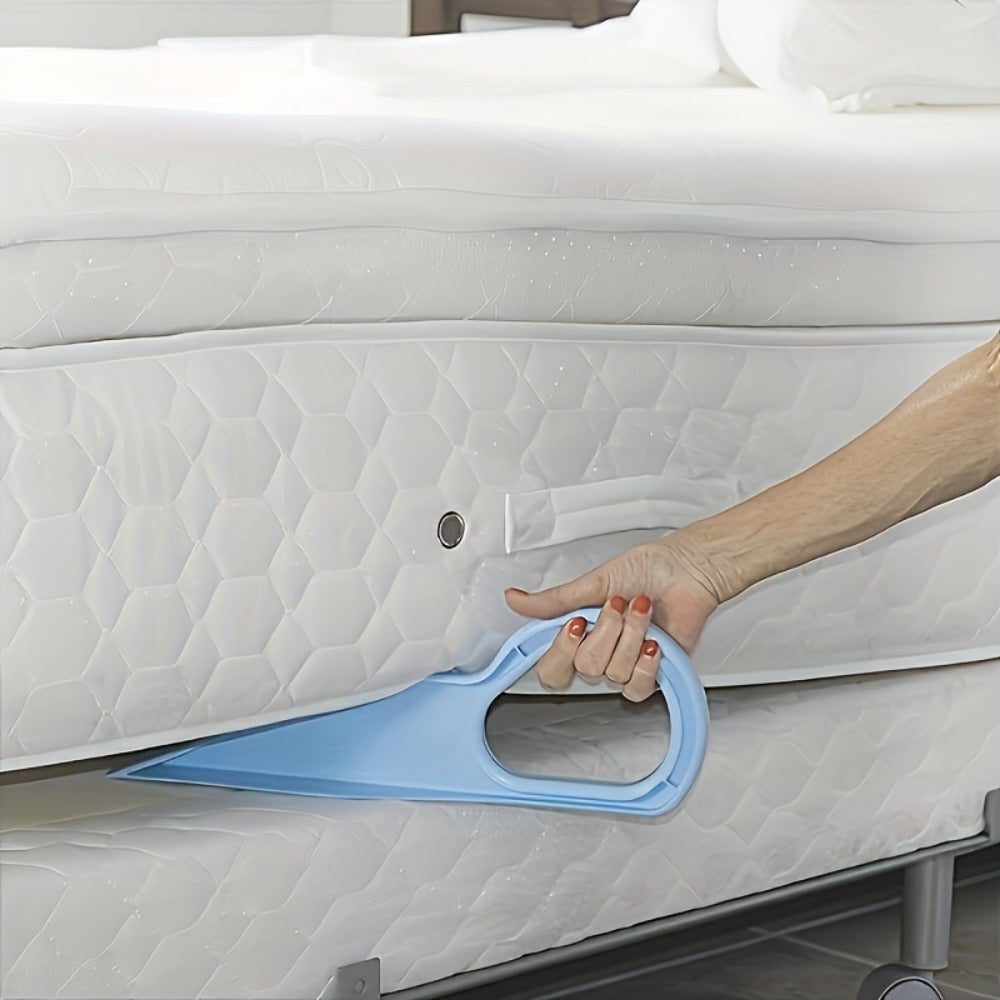 Easily Insert 2 Ergonomic Bed Sheet and Bed Skirt Tuckers in All Corners. These mattress lifters make bed making, tidying, and changing sheets a breeze. Say goodbye to slipping and wrinkling with our non-slip bed lifter and sheet changing fixture.