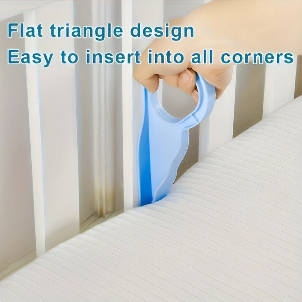 Easily Insert 2 Ergonomic Bed Sheet and Bed Skirt Tuckers in All Corners. These mattress lifters make bed making, tidying, and changing sheets a breeze. Say goodbye to slipping and wrinkling with our non-slip bed lifter and sheet changing fixture.