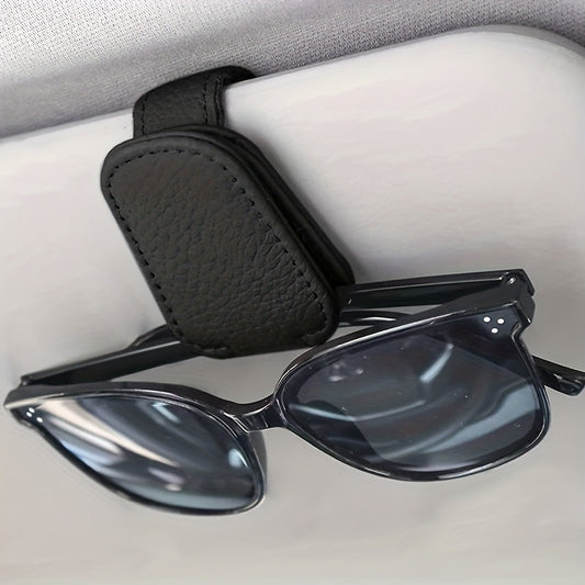 Convenient Magnetic Glasses Holder - Stylish Faux Leather Clip for Car Sun Visor, Safely Stores and Protects Glasses from Scratches