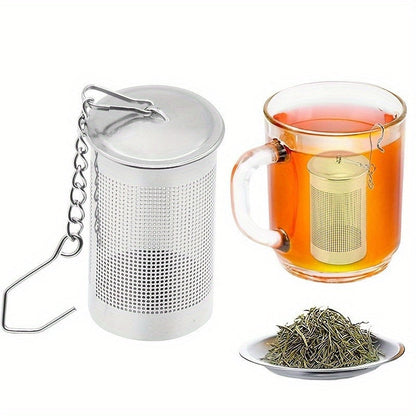 Small tea infuser made of 304 stainless steel, ideal for home use.