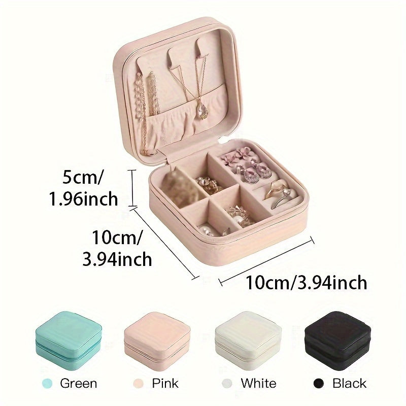 Waterproof PU jewelry organizer with zipper and detachable dividers. Ideal for rings, necklaces, watches, and earrings. Perfect gift for Christmas or Halloween. Great for travel and storage.