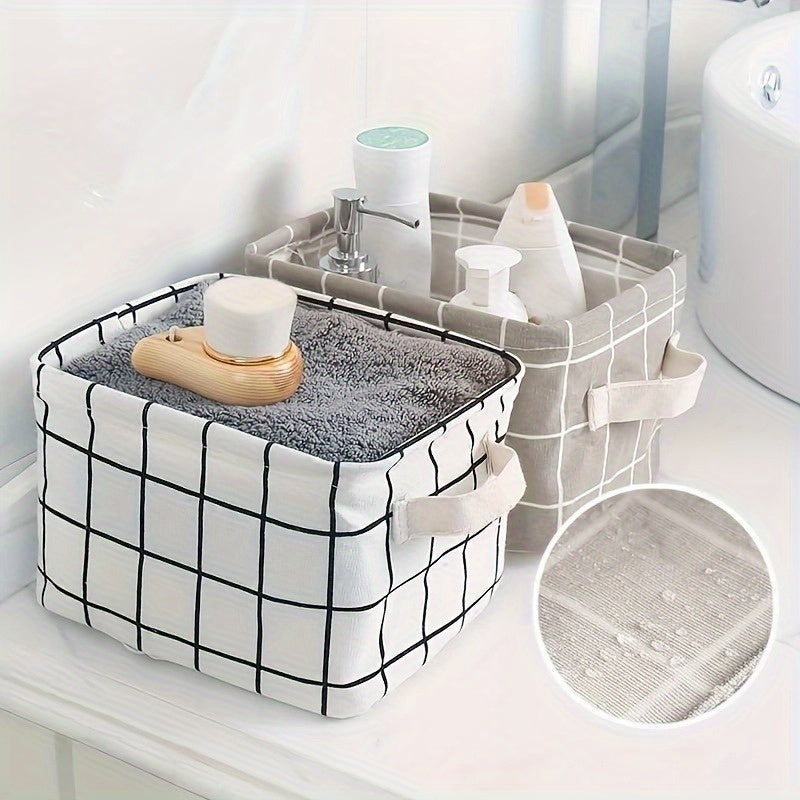 Multipurpose foldable storage organizer with handle. Waterproof and dustproof. Ideal for organizing underwear, socks, cosmetics, and more in the bathroom.