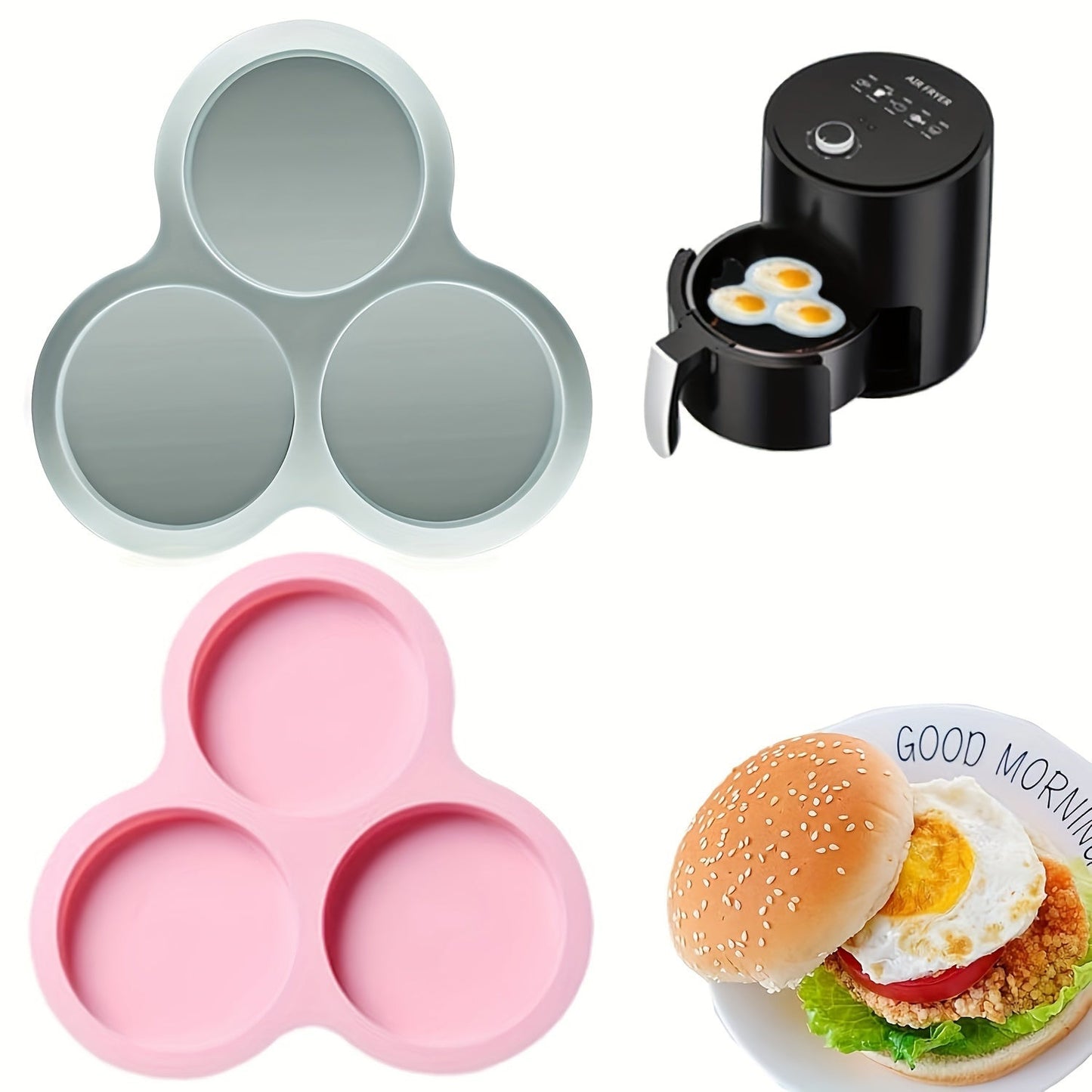 Multi-purpose Silicone Air Fryer Baking Mats Kit - Non-Stick, Heat-Resistant, Effortless Cleaning with Free Oil Brush for Flawless Eggs & Muffins