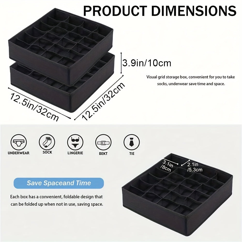 Foldable Drawer Organizer with 24 Compartments - Perfect for Storing Underwear, Socks, Cables, and Remote Controls; Resistant to Moisture