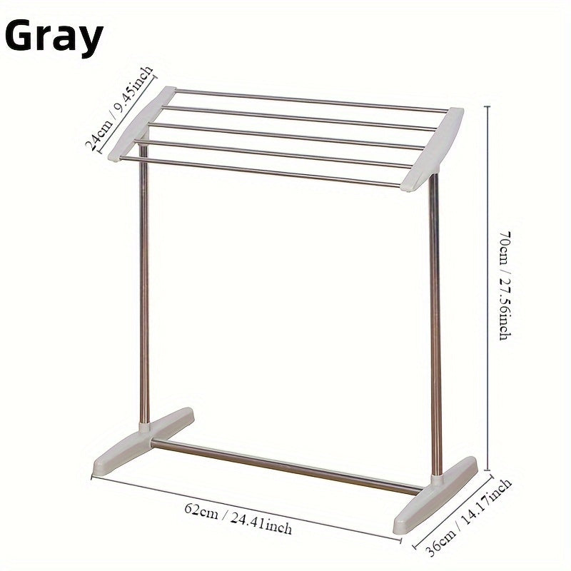 An ideal choice for drying towels, socks, and underwear, this freestanding stainless steel drying rack is versatile and can be used in various settings including homes, balconies, terraces, and living rooms.