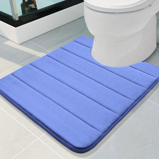 Memory Foam U-Shaped Toilet Bath Mat with Commode Contour Rug, Soft and Cozy, Highly Absorbent, Non-Slip, Thick, Easy to Clean, Made of PVC Polyester Blend, Available in Multiple Colors for Bathroom Décor