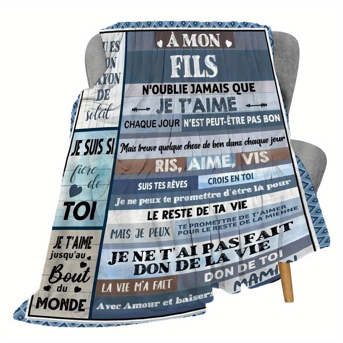 Give your son or daughter a heartfelt gift with our Personalized French Letter Blanket. Made in a contemporary style, this blanket is soft, comfortable, and perfect for all seasons. It is also machine washable for easy care.