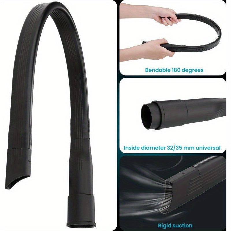 Durable Plastic Flexible Vacuum Cleaner Extension Hose with Universal 32/35mm Connector, 65cm in length. Compatible with AEG, Siemens, Samsung, Bosch and other vacuum brands.