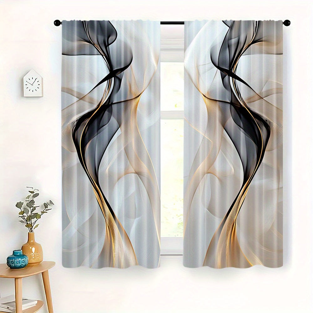 Set of 2 Modern Abstract Art Curtains - Featuring a Rod Pocket Design and Digital Print, These Polyester Drapes are Perfect for Enhancing the Decor in Your Living Room, Kitchen, or Dining Area (Rod Sold Separately)