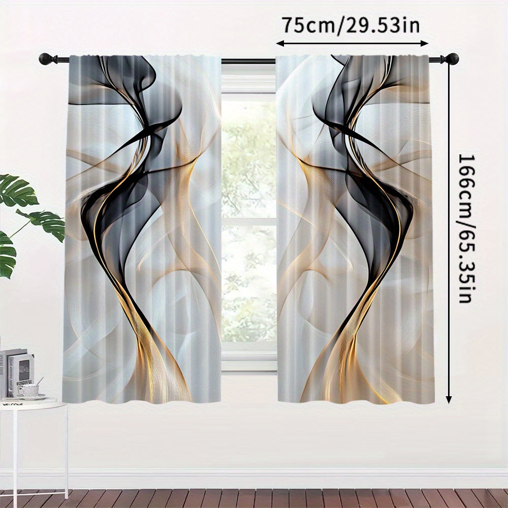 Set of 2 Modern Abstract Art Curtains - Featuring a Rod Pocket Design and Digital Print, These Polyester Drapes are Perfect for Enhancing the Decor in Your Living Room, Kitchen, or Dining Area (Rod Sold Separately)