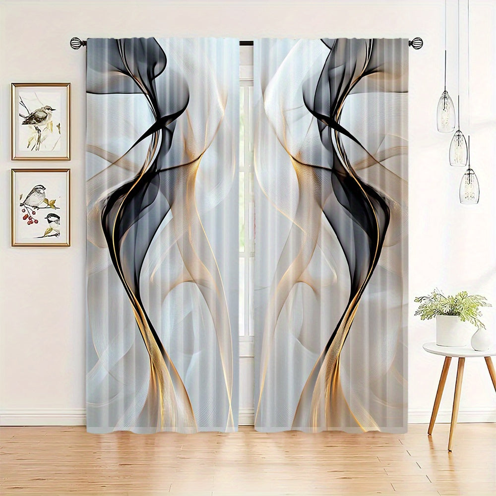 Set of 2 Modern Abstract Art Curtains - Featuring a Rod Pocket Design and Digital Print, These Polyester Drapes are Perfect for Enhancing the Decor in Your Living Room, Kitchen, or Dining Area (Rod Sold Separately)