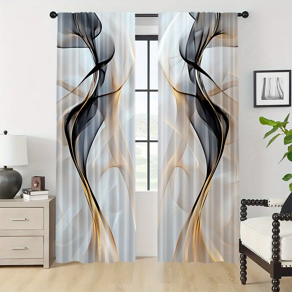 Set of 2 Modern Abstract Art Curtains - Featuring a Rod Pocket Design and Digital Print, These Polyester Drapes are Perfect for Enhancing the Decor in Your Living Room, Kitchen, or Dining Area (Rod Sold Separately)