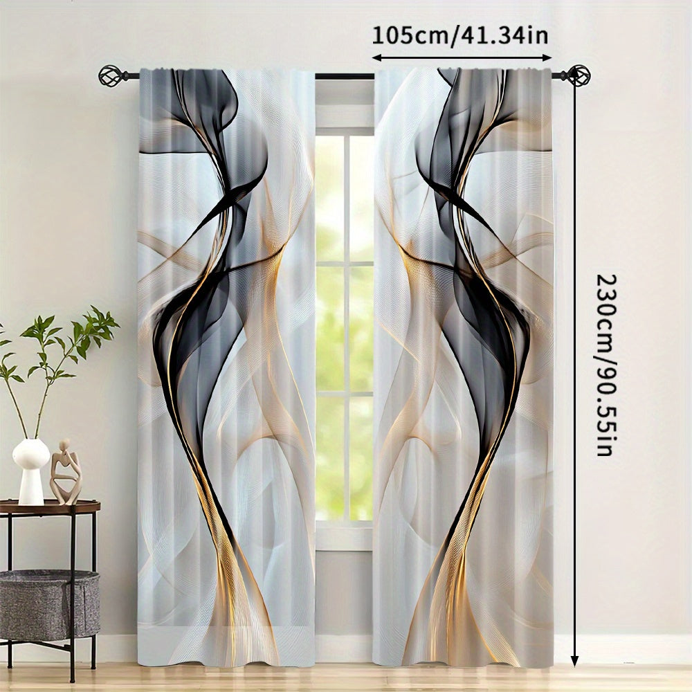 Set of 2 Modern Abstract Art Curtains - Featuring a Rod Pocket Design and Digital Print, These Polyester Drapes are Perfect for Enhancing the Decor in Your Living Room, Kitchen, or Dining Area (Rod Sold Separately)