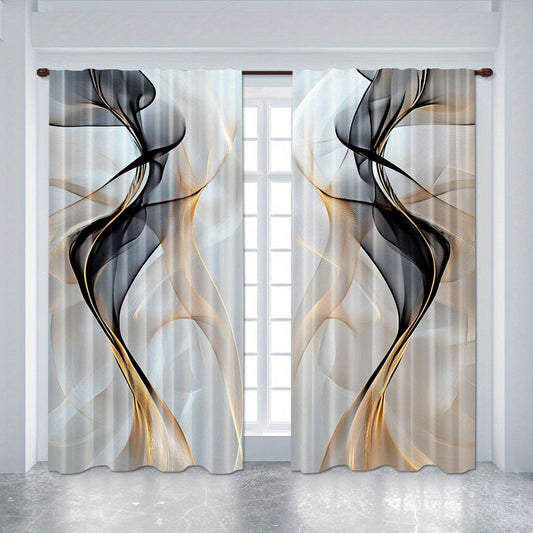 Set of 2 Modern Abstract Art Curtains - Featuring a Rod Pocket Design and Digital Print, These Polyester Drapes are Perfect for Enhancing the Decor in Your Living Room, Kitchen, or Dining Area (Rod Sold Separately)