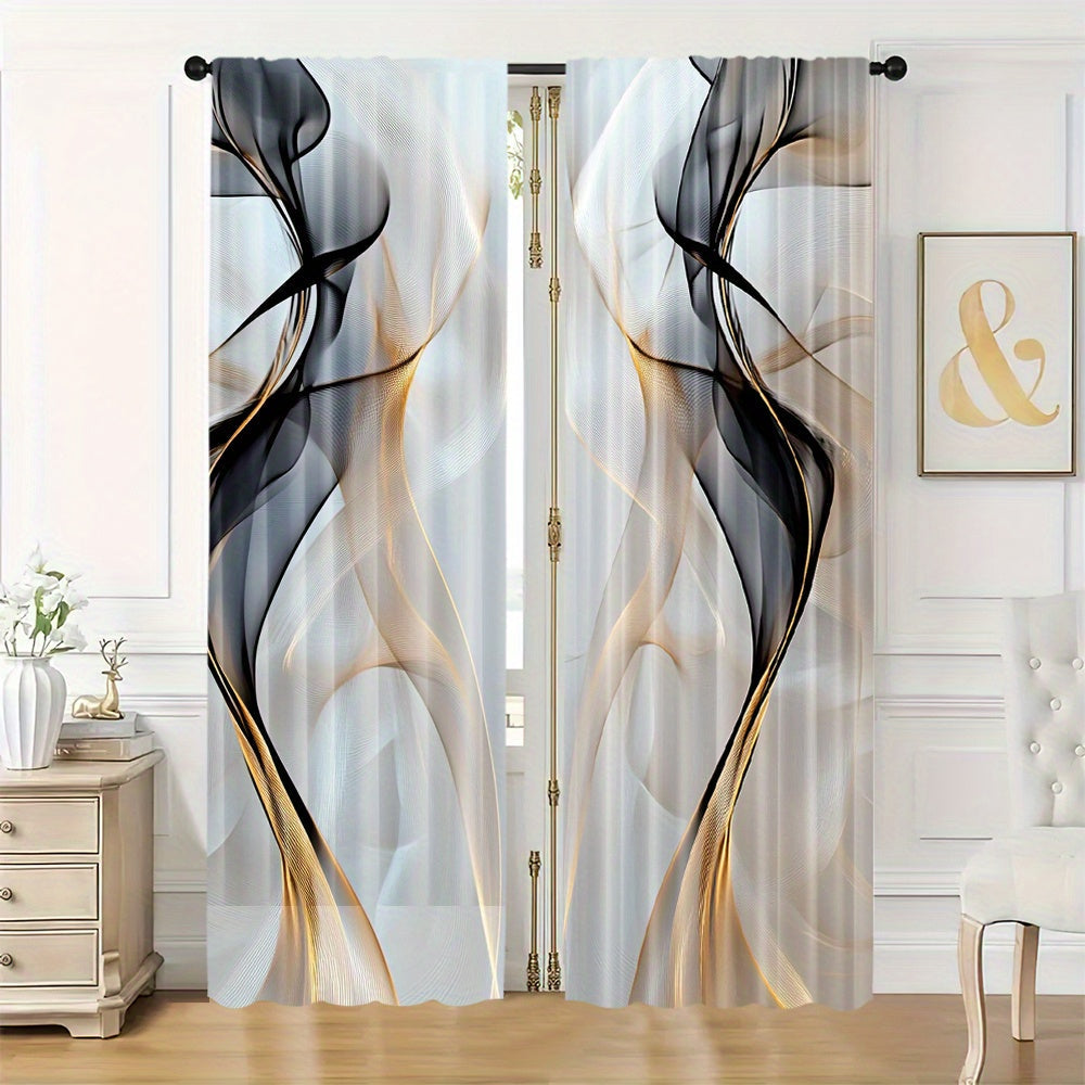 Set of 2 Modern Abstract Art Curtains - Featuring a Rod Pocket Design and Digital Print, These Polyester Drapes are Perfect for Enhancing the Decor in Your Living Room, Kitchen, or Dining Area (Rod Sold Separately)