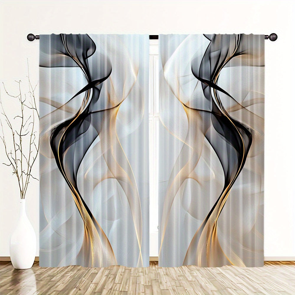 Set of 2 Modern Abstract Art Curtains - Featuring a Rod Pocket Design and Digital Print, These Polyester Drapes are Perfect for Enhancing the Decor in Your Living Room, Kitchen, or Dining Area (Rod Sold Separately)