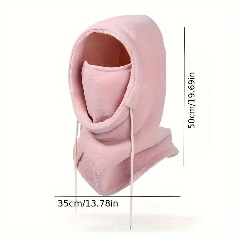 Stay cozy this winter with our Winter Warmth Fleece Face Mask Scarf Combo. This casual knitted polyester hood is perfect for outdoor activities, providing windproof protection for both men and women. Hand washable for easy care.