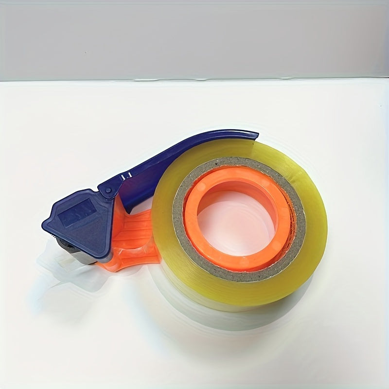 Portable, ergonomic packing tape dispenser with heavy-duty cutter for workshops and contractors, does not require power.