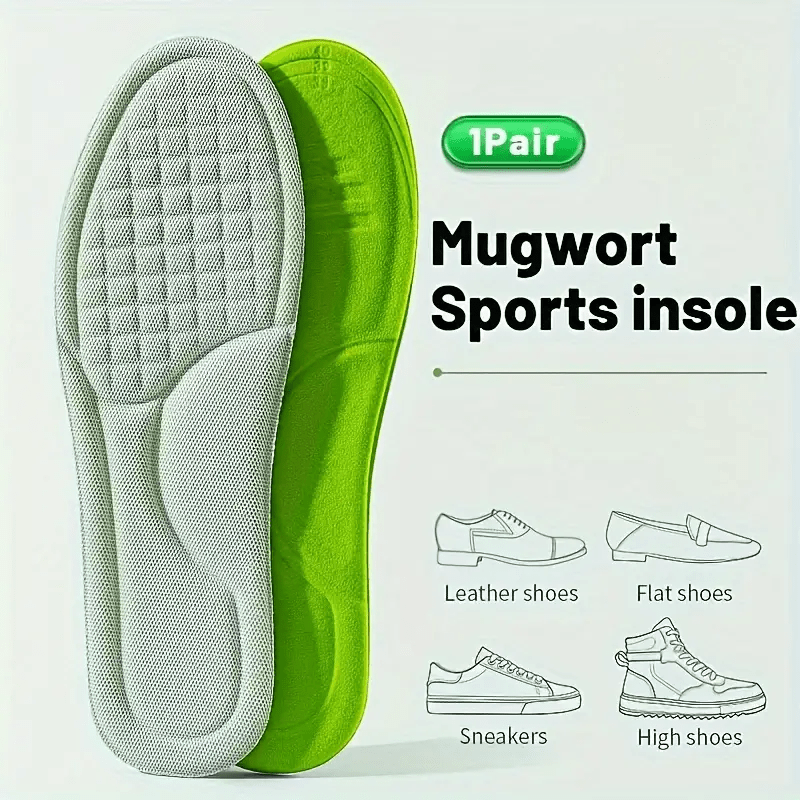 Memory foam insoles for flat and high heels, running shoes. High elasticity, shock absorption, sweat absorbent, comfort enhancing.